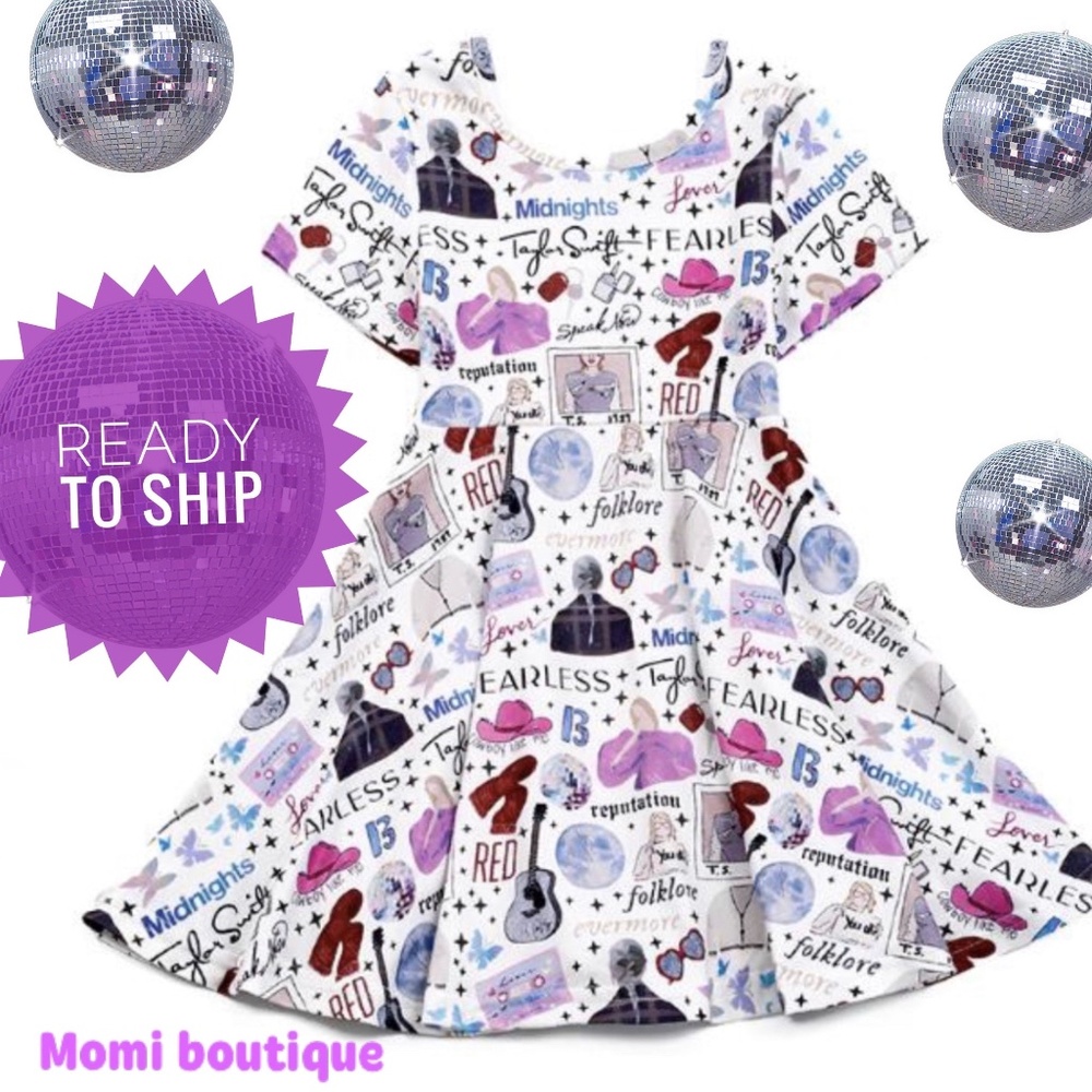 Girls Swiftie dress Birthday gift for girl Twirl Taylor dress Sz 8